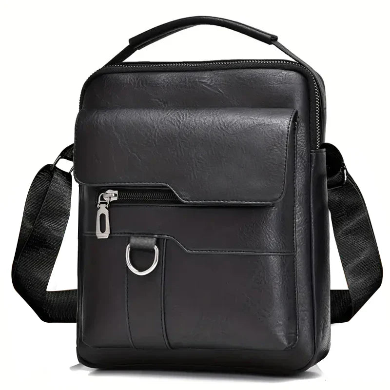 Multi-purpose men's shoulder bag for work, PU crossbody briefcase with handle, professional casual daypack
