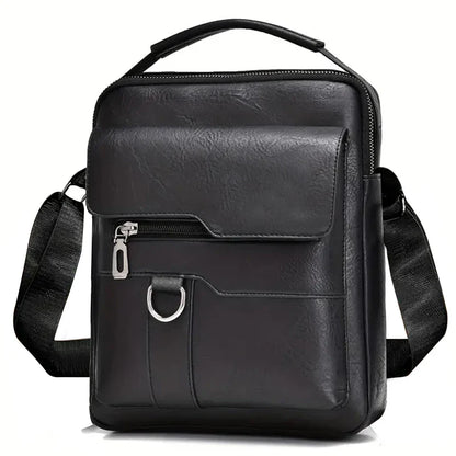 Multi-purpose men's shoulder bag for work, PU crossbody briefcase with handle, professional casual daypack