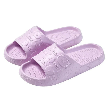 Couple Printting Cute Bear Women Slippers Summer Indoor Soft Cartoon Sandals Bathroom Anti-slip Outdoor Comfy Men Leisure Shoes
