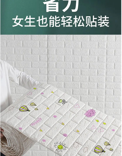 3D Foam Brick Wall Panels Stickers Self Adhesive Waterproof Living Room Wallpaper Wall Decal Home Decor Wallcovering TV Backdrop