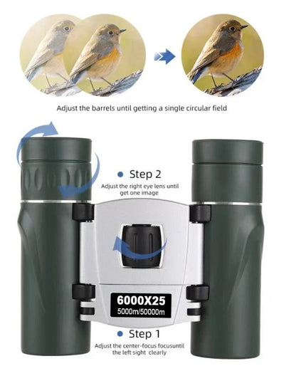 9000x25 HD Zoom Portable Powerful Binoculars Long Range BAK4 Telescope Jumelles Folding Optics for Outdoor Hunting Camping