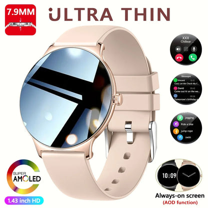 ChiBear Ultra Thin Fashion Smart Watch Women Screen Always Display Time Sports Bracelet Bluetooth Call AMOLED Smartwatch Woman