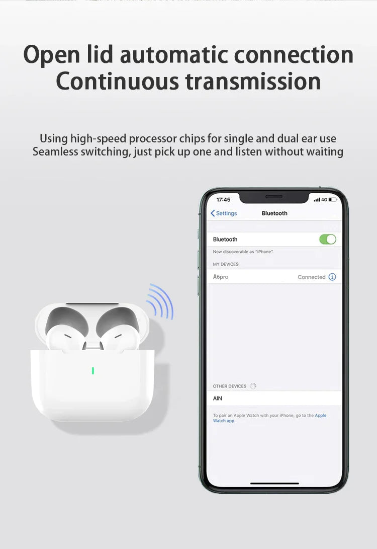 UEESFIT TWS Pro 6 Wireless Bluetooth Earphones Headphones Noise Reduction Air Earbud Low Latency HiFi Sound for IPhone Android