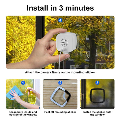 3MP Resolution Window Mini Camera Full-Color Night Vision ThroughWindow Camera Replaces Outdoor Cameras 2.4/5GHz WiFi Camera