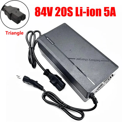 72V Charger 5A 20S Lithium-ion Battery Pack Charger 84V 5A Intelligent Fast Charging EU / US Plug With Cooling Fan