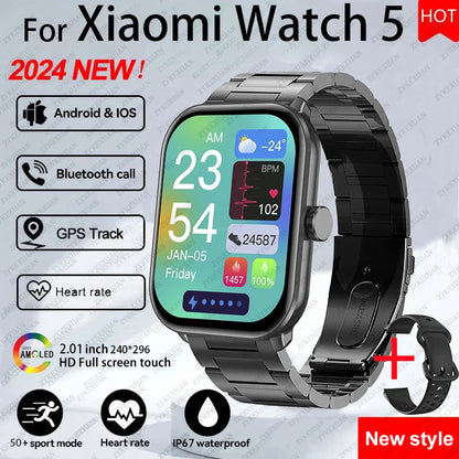 For Xiaomi Watch 5 Smart Watch Men HD AMOLED Screen Heart Rate Bluetooth Calling GPS Tracking Waterproof Sports SmartWatch Women