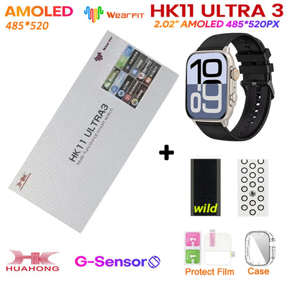 Upgrade Hk11 Ultra 3 Gen2 SmartWatch 4GB ROM AI ROBOT AMOLED Network 49mm G-Sensor ChatGPT NFC Compass GPS 3D Menu Music Watch