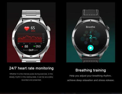 For iOS Android New Health Measurement SmartWatch Men Blood Oxygen Uric Acid ECG+PPG Body Blood Pressure HD Bluetooth Call Watch