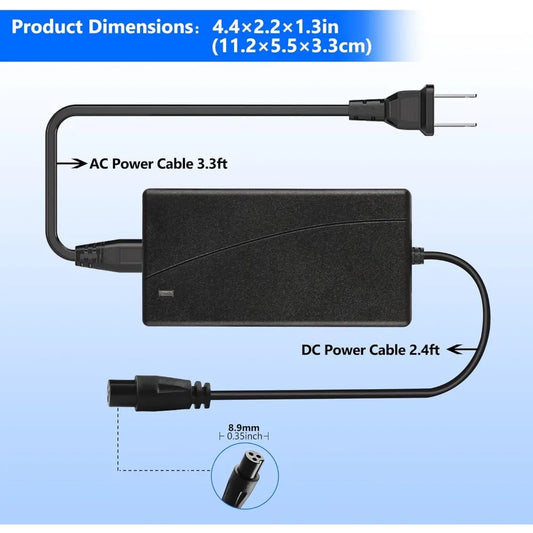 New 42V 2A Universal Lithium Battery Charger For 36V Hoverboard Self-Balancing Scooter 100-240V AC Power Supply Adapter EU US