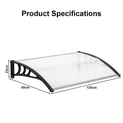 Door Canopy Awning Shelter Front Back Porch Outdoor Shade Patio Roof Rain Cover 120*80cm