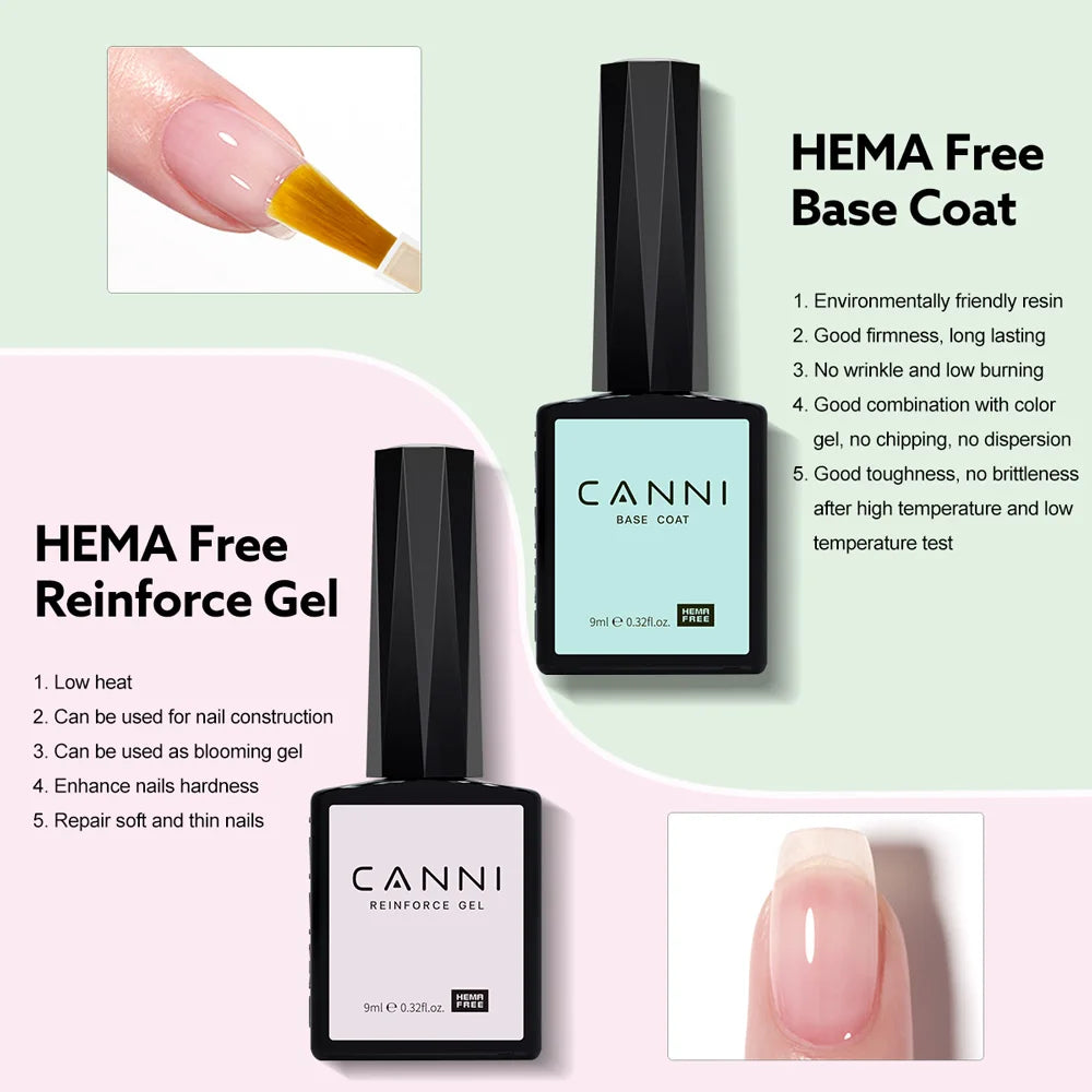 CANNI Nail Gel Polish HEMA/TPO FREE Extension UV Gel Builder Nail Gel In Bottle Semi Permanent Rubber Base Self-leveling Gel