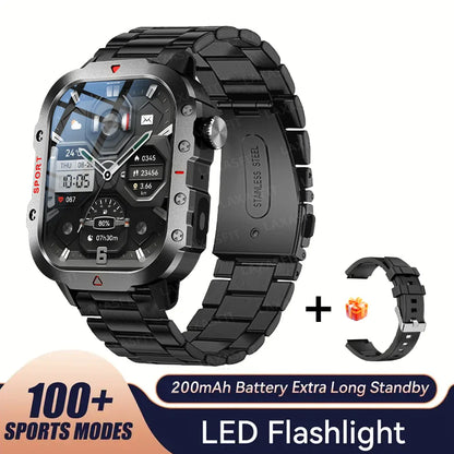 KESHUYOU Outdoor Sports Smart Watch 2.01 inch HD Screen LED Flashlight Bluetooth Talking Smart Watch for Men Women Holiday Gifts
