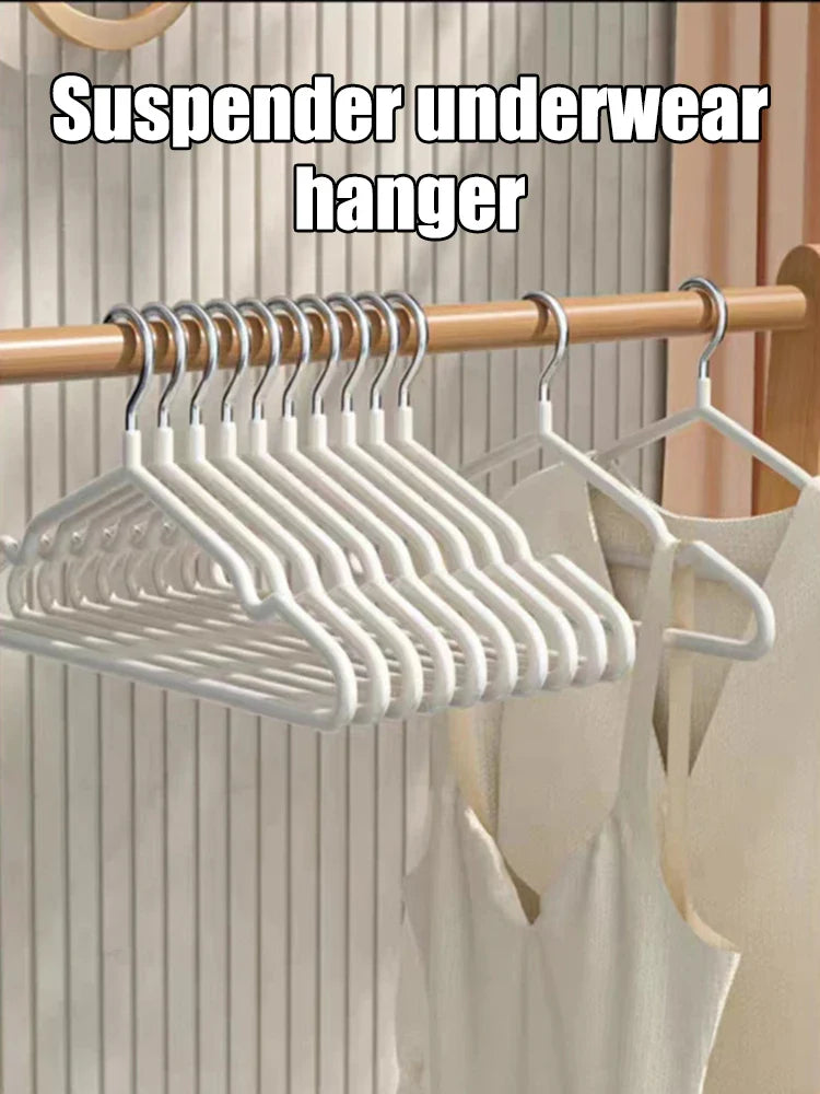 10pcs- Metal Traceless No-slip Clothes Hangers, Durable Strong Clothes Racks, Household Space Saver For Organization Of Bedroom,