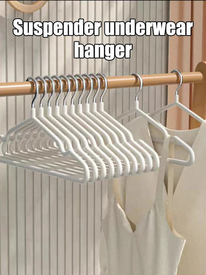 10pcs- Metal Traceless No-slip Clothes Hangers, Durable Strong Clothes Racks, Household Space Saver For Organization Of Bedroom,