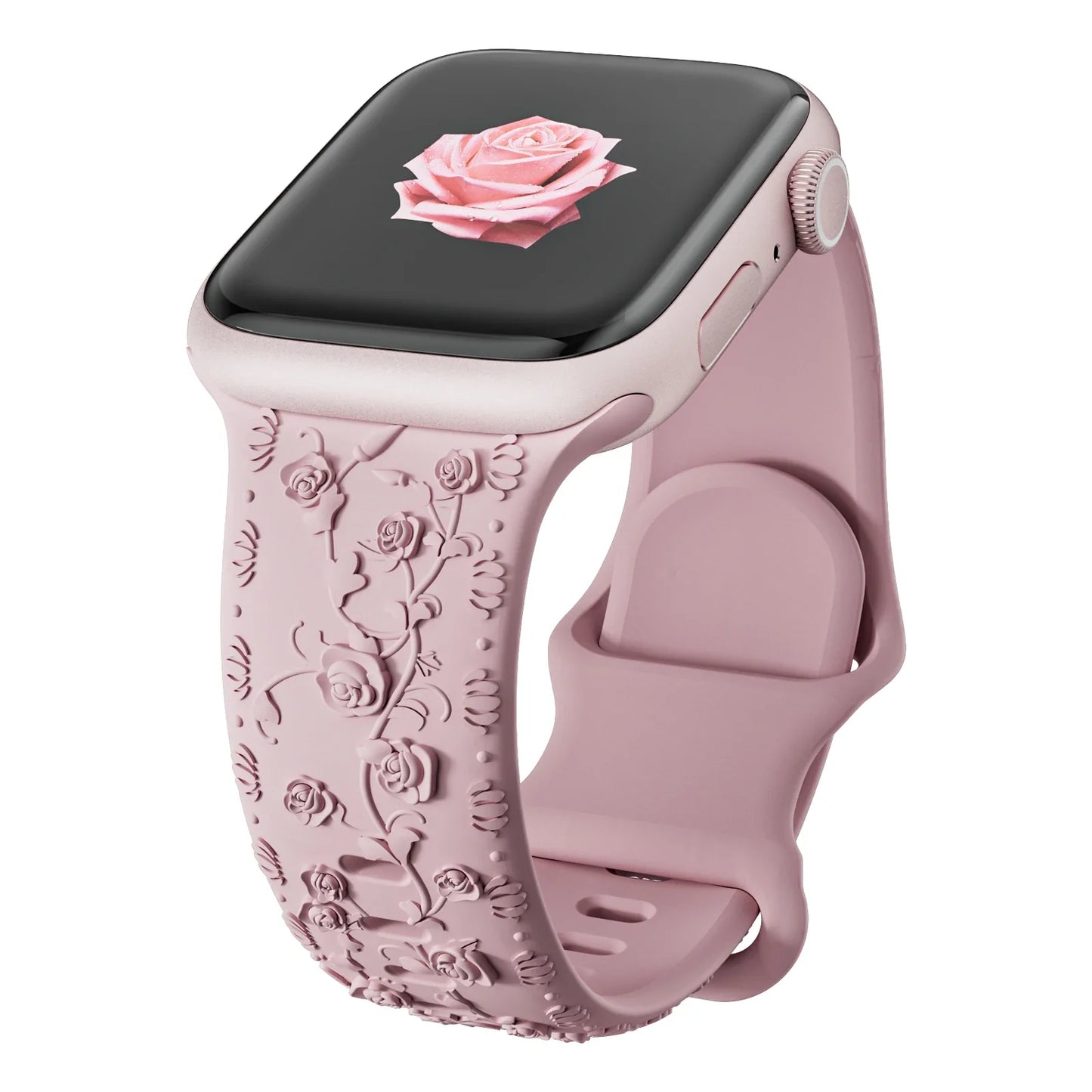 For Apple Watch Band 42mm 41mm 40 45mm 49mm 44mm Floral Engraved bracelet correa for iwatch series11 10 9 7 SE 6 8 Ultra 2 Strap