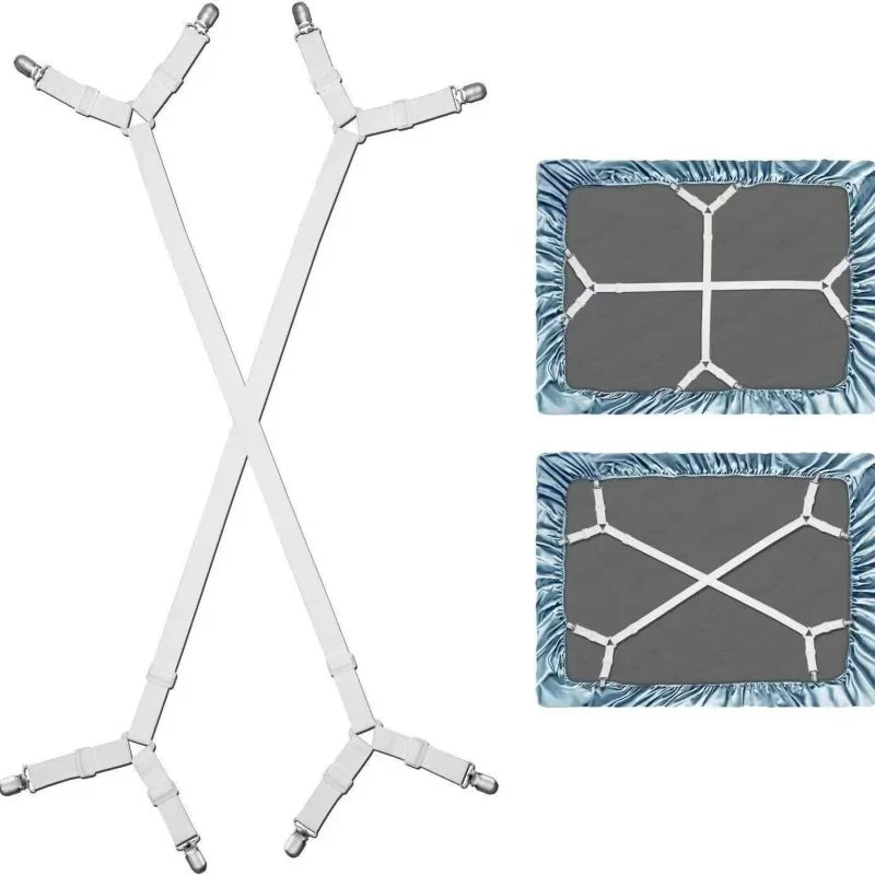 Universal Bed Sheet Fixed Holder High Elastic Adjustable Crisscross Fastener Straps Kits Non-Slip Sofa Cover Clips