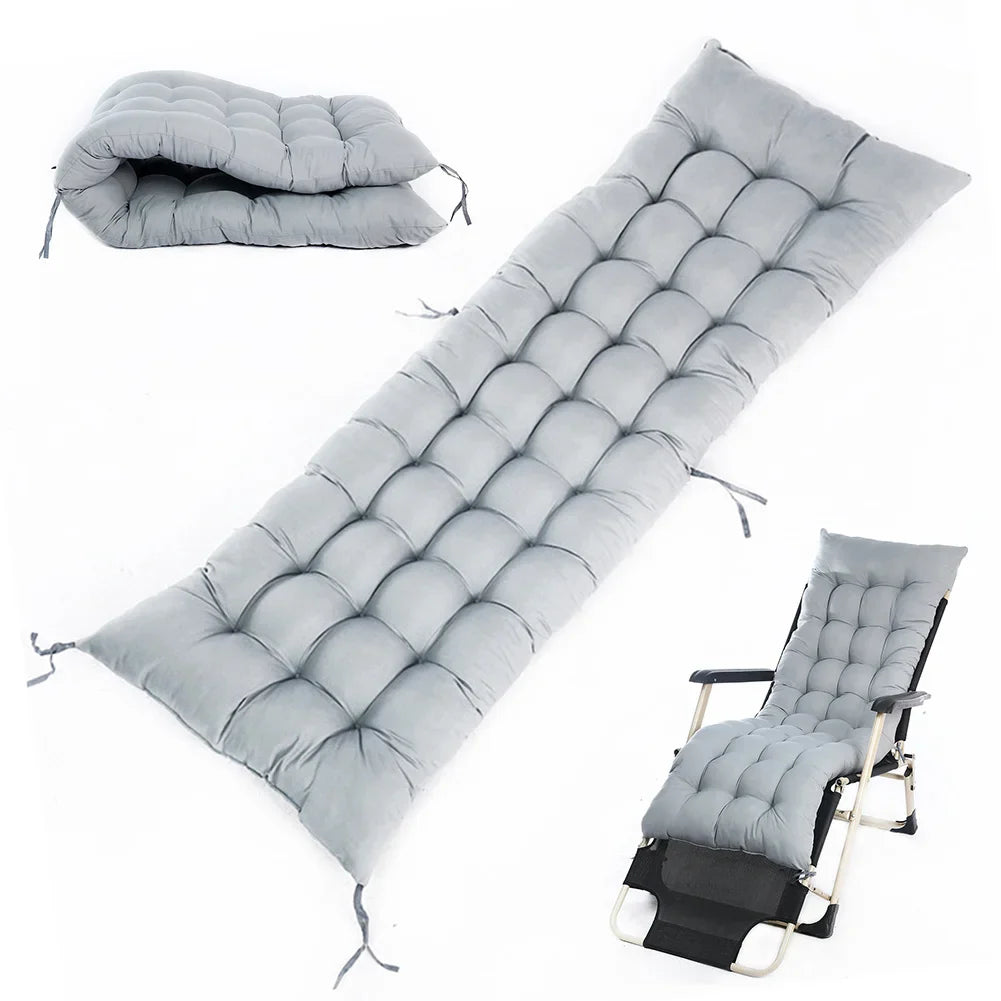10CM Thick Premium Outdoor Sun Lounger Cushion Pad ,UV Resistant Non-Slip Polyester Fabric with Hip Support Design, Grey