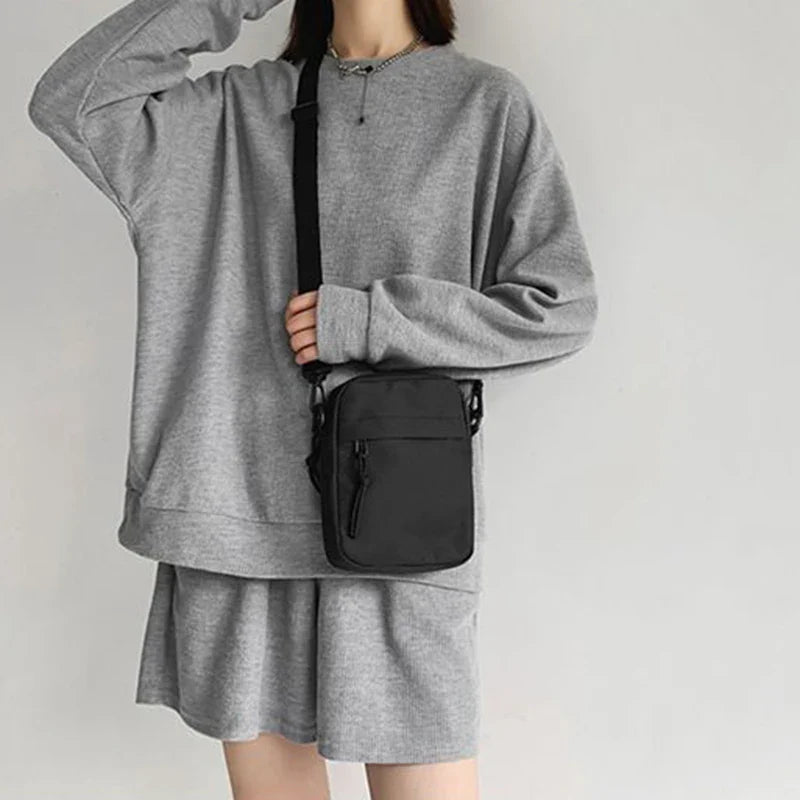 Men's and women's single-shoulder bags, crossbody bags, solid-colored single-shoulder small bags, lightweight mobile phone bags