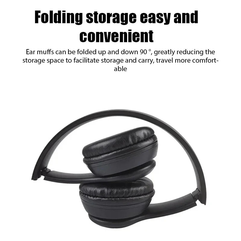 Wireless Headphone 5.3 Bluetooth-Compatible Headsets HiFi Stereo Foldable For All Smartphone with Microphone Support SD Card