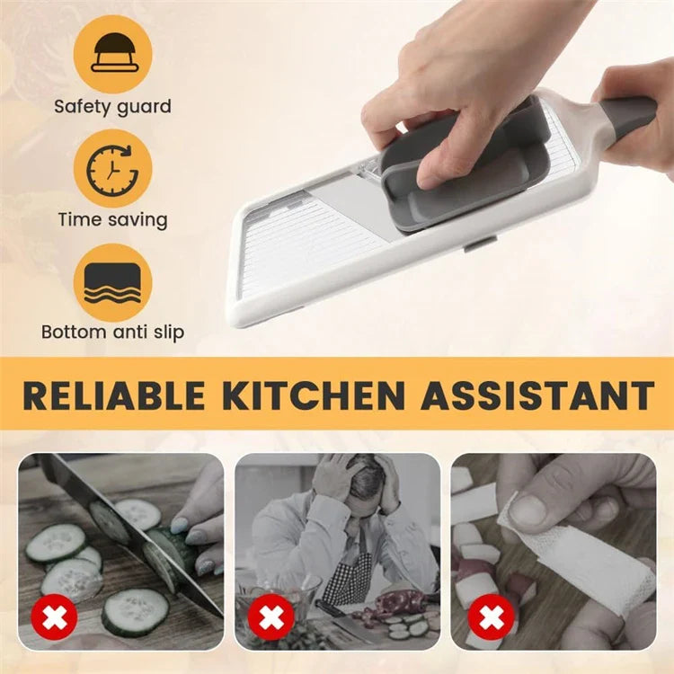 LMETJMA Multi Handheld Mandoline Slicer with Adjustable Stainless Steel Blade Kitchen Veggie Chopper Cheese Grater JT237