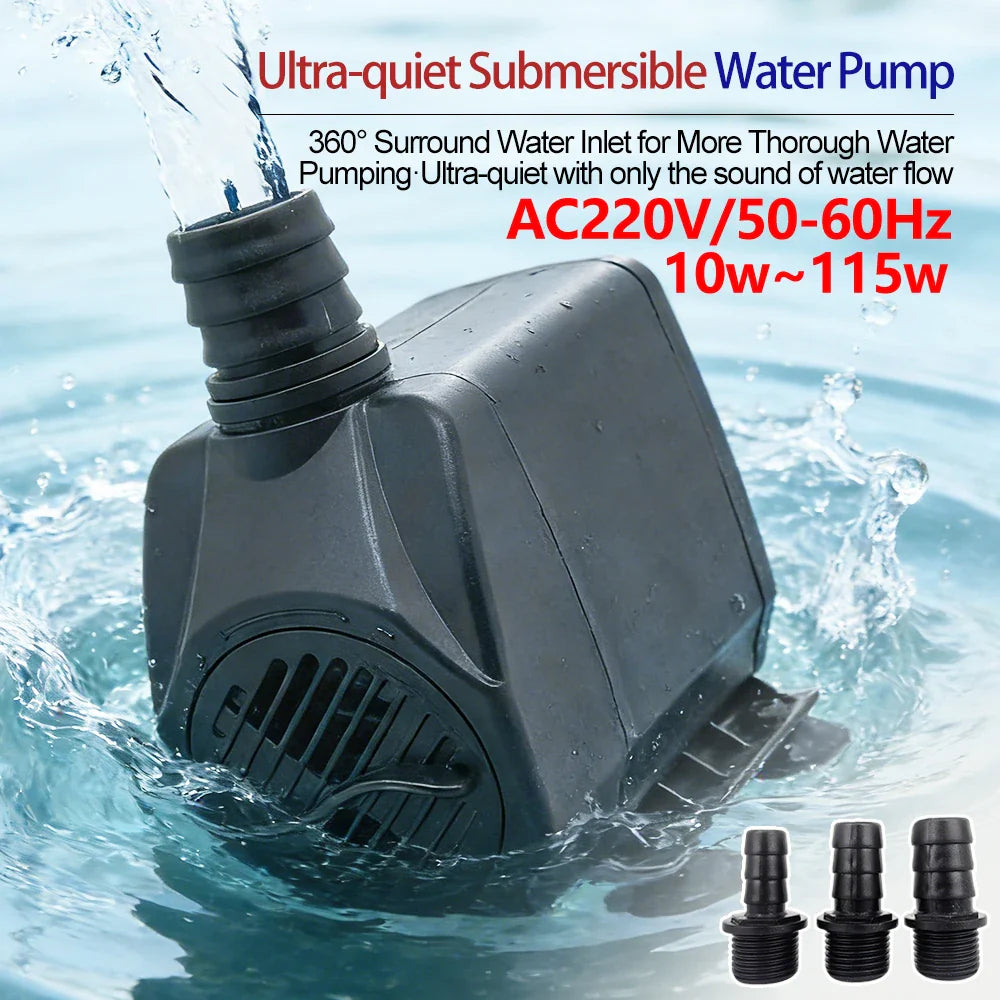 AC220V Multi-functional Silent Aquarium Submersible Pump, Landscape Large-flow Water Spray Pump,Fish Pond Water Circulation Pump