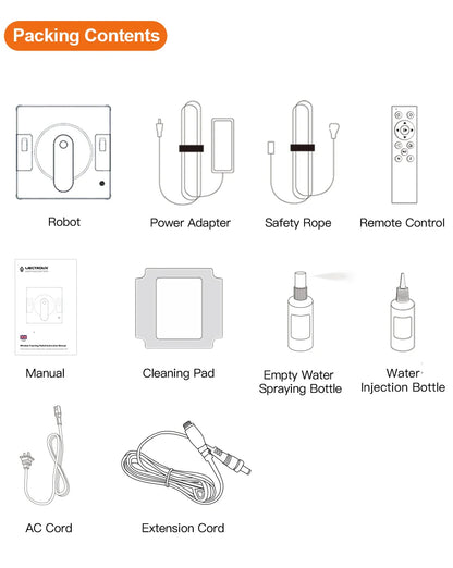 Robot Window Cleaner Liectroux YW509, 4-Way Water Spray,Home Glass Floor Window Robot Vacuum Cleaner,Strong Vacuum,Smart Memory