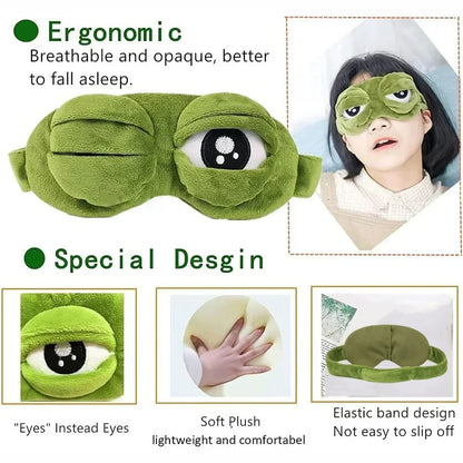 3D Sad Frog Sleep Eye Mask Travel Sleeping Eyeshade Cover Shade Eye Patch For Women Men Soft Portable Blindfold Naptime Eyepatch