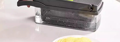 16 in 1 Handheld Slicers Dicers Graters, Multifunctional Vegetable Chopper Kitchen Food Tool with Container & Safety Guard
