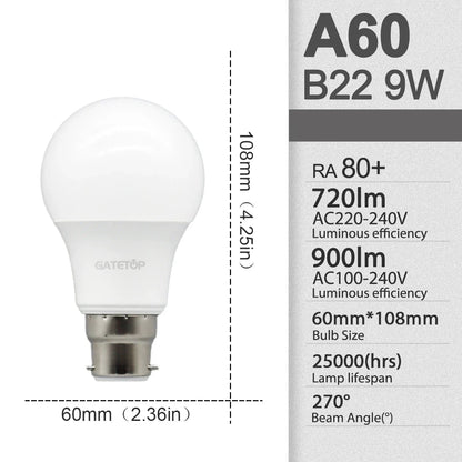 10Pack B22 LED bulb Lamp 220V 110V No flicker 8W 9W 12W 18W 24W Hight birght Warm lighting for home derection