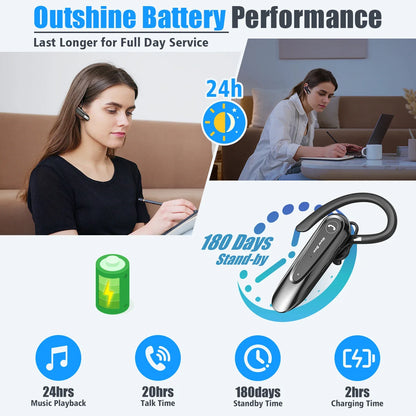 New Bee B45 Bluetooth Headset Wireless Earpiece for Driving Earphone with Dual Mic Earbuds CVC8.0 Noise Reduction Headphones