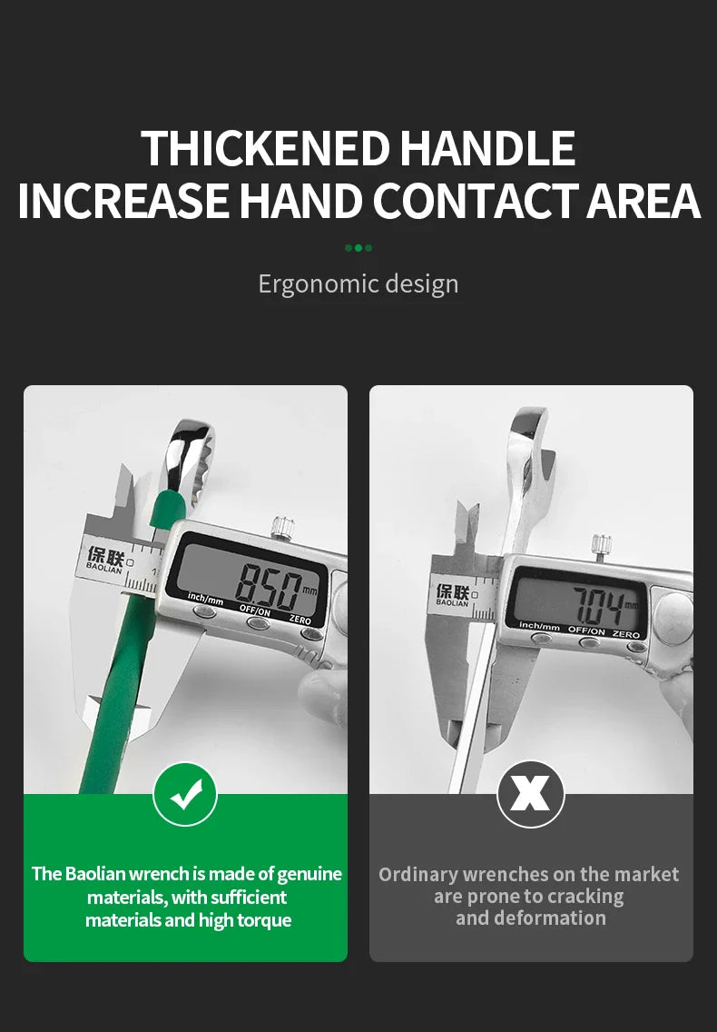 BaoLian Durable Wrench 8-30mm Plum Blossoms Open Combination Wrench Two-Way Double Fast Wrench Auto Repair Tools