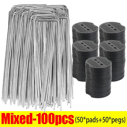 U-type Garden Staples Heavy-duty Fence Tubing Stakes Sod Pins Galvanized Landscape Spike for Holding Lawns Barrier Ground Nail