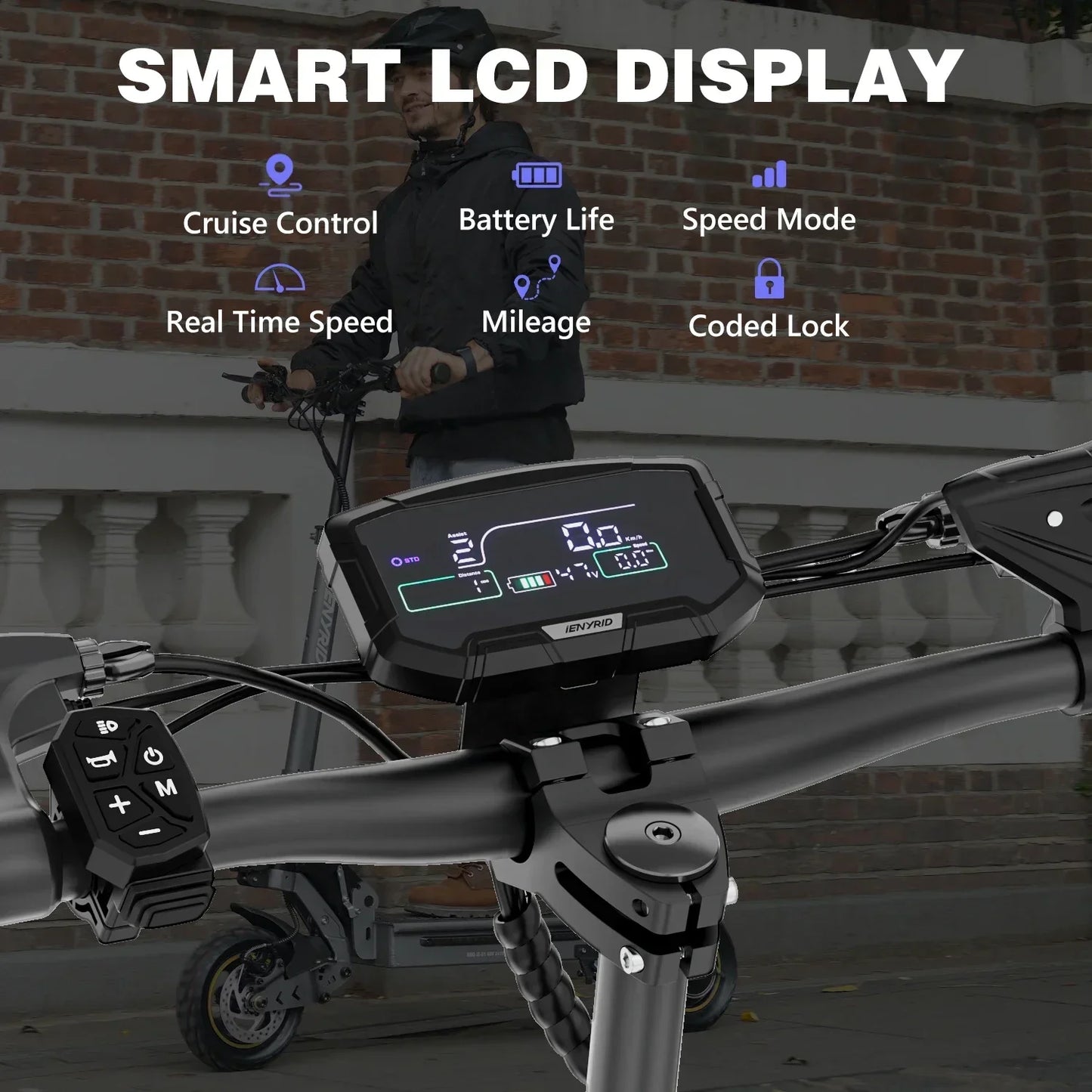 iENYRID iE-S1 Adult Electric Scooter Foldable 48V 15Ah 250W Off-Road Tire E-Mountain Scooter for Sports Entertainment Cycling