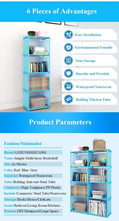 Simple Bookshelf Easy Assembly Bookcase Can Be Moved Children's Debris Rack Home Furniture Book Shelf Storage Locker Holders