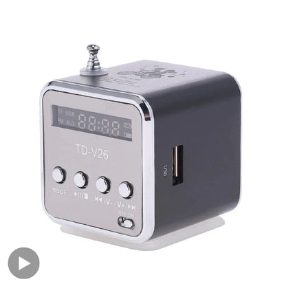 TD-V26 Portable Mini Bluetooth Speaker with Screen FM Radio MP3 Player Support TF Card for Laptop Phone