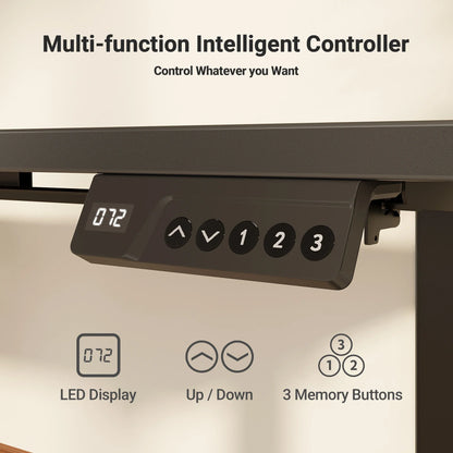 Standing Desk Adjustable Height, Electric Stand With Splice Board for Home Office Computer Workstation, Black