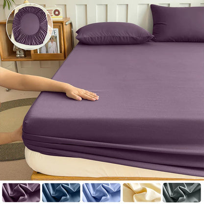 90/120/150/180x200 Fitted Bed Sheet With Elastic Band Solid Color Mattress Covers Protector Single Double King Beds 100% Polyest