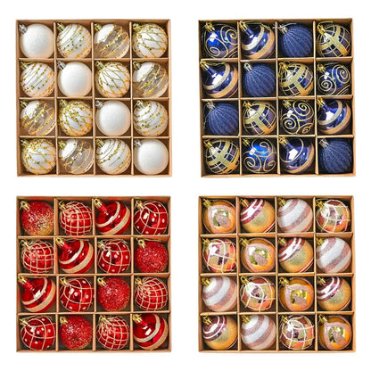 16PCs/Box 6cm Shiny Glitter Christmas Ball Ornaments Shatterproof Christmas Tree Hanging Ornaments Pendants Party Decorations
