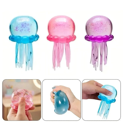 NEW Trending Nee Doh Jellyfish & Cube Squish Toy - Soft Jelly Squeeze Stress Relief Fidget, Sensory NeeDoh for Kids & Adults @！
