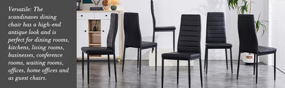Modern Dining Chairs, Kitchen Chair Leather with Metal Legs and Foot Pads,Thick Padded Seats,Backrest Set
