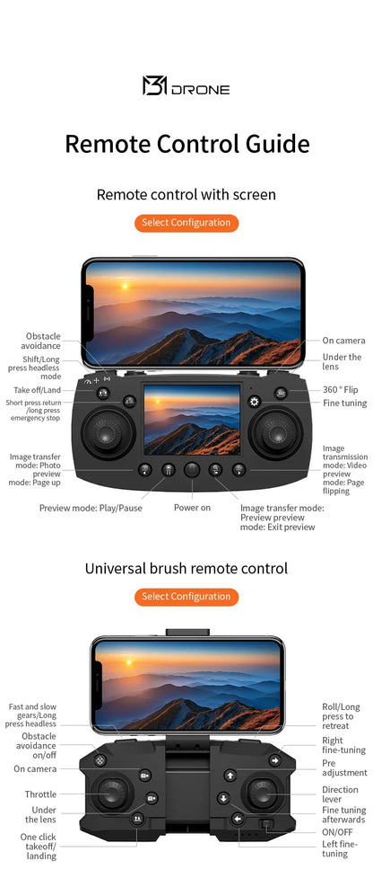 New Obstacle Avoidance M3 Drone Brushless Motor Helicopter Optical Flow Hovering GPS 8K 3 Camera Foldable Quadrotor Aircraft Toy