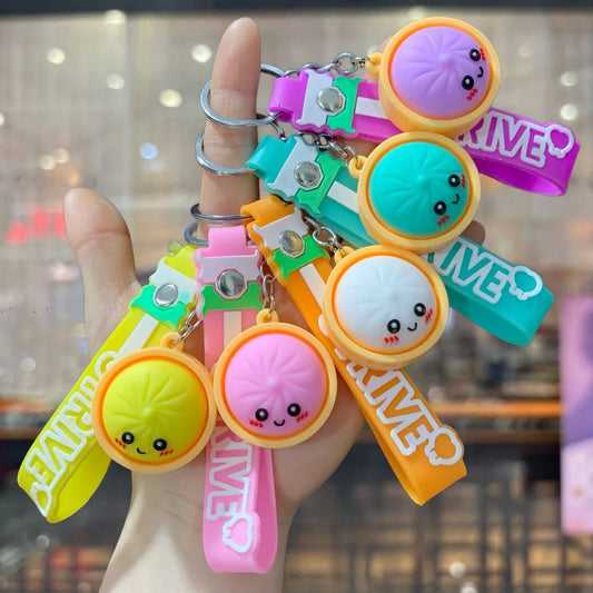 3/6/10/12Pcs Dumpling Keychains Cute Baozi w/Steamer Random Color for GiftBags PartyFavors wedding favors for guests