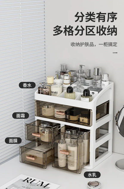 Desktop Large Capacity Storage Box Makeup Table Skincare Organizer Multi-Layer Drawer Storage Box for Students