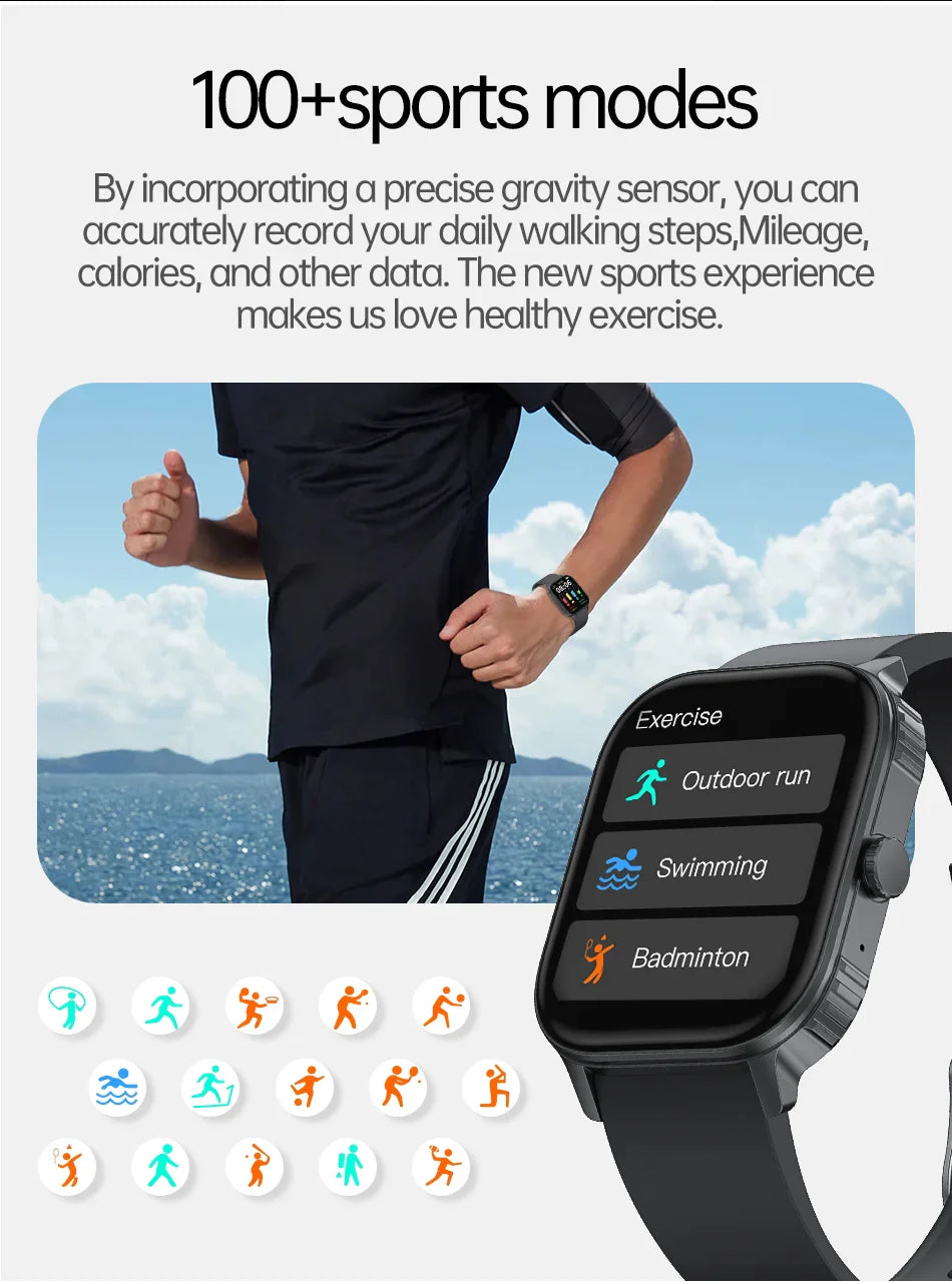 2026 2.04-inch Ultra Smart Watch For Men Women 1000mAh High Capacity Battery Outdoor Sports Fitness Health Monitoring Smartwatch