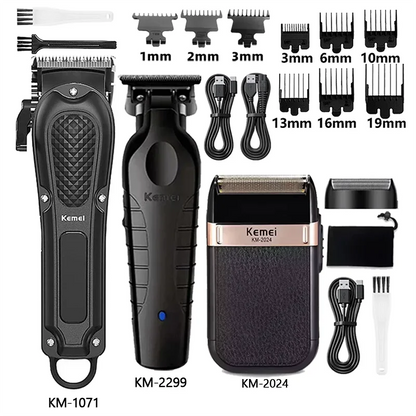 Kemei Hair Clipper Km-1071 Km-2299 Km-2024 UBS Rechargeable Cordless Beard Trimmer Powerful Electric Hair Clippers for Men