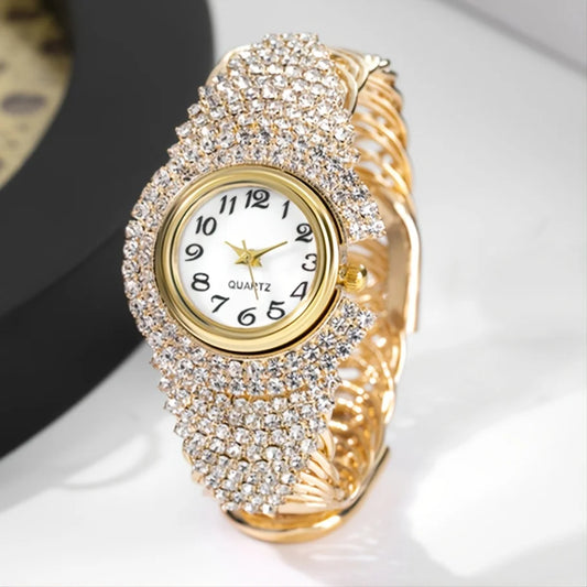 Elegant Full Rhinestone Women Watches Fashion Bracelet Bangle Ladies Quartz Wristwatch Reloj Mujer