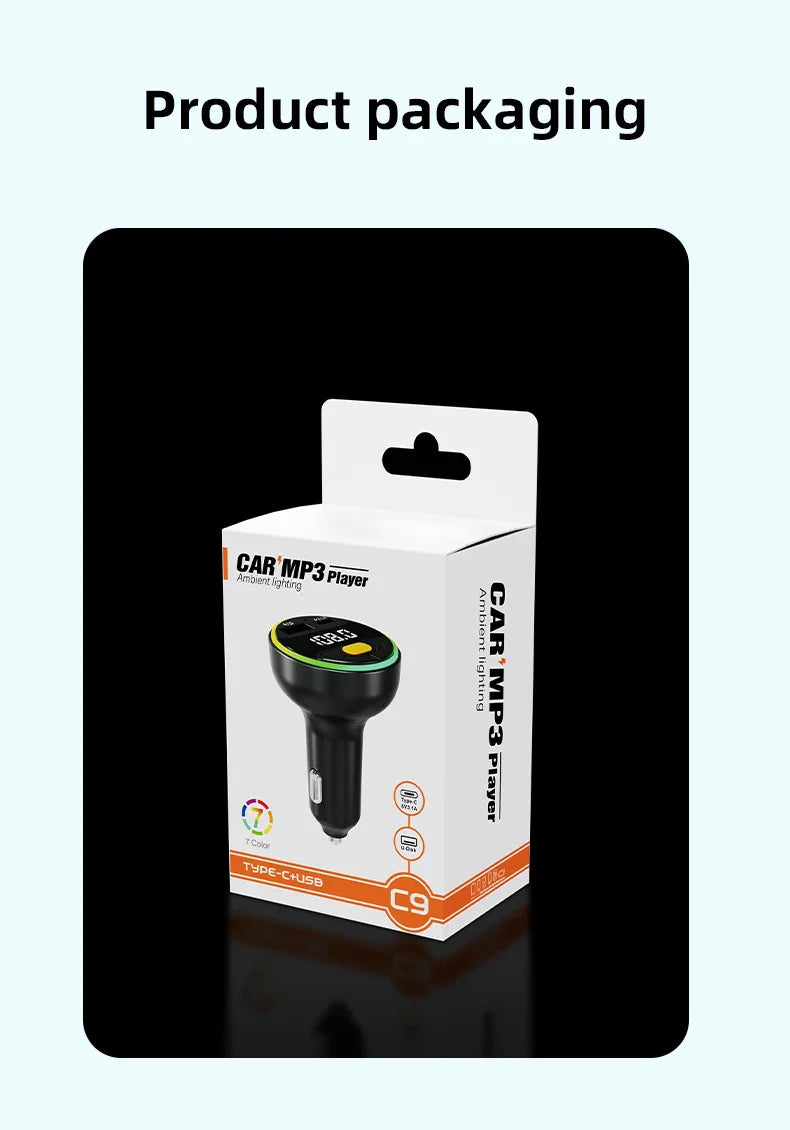 Car FM Transmitter Bluetooth 5.3 Handsfree Wireless Car Kit USB C Car Charger Auto Radio Fm Modulator Mp3 Player Adapter