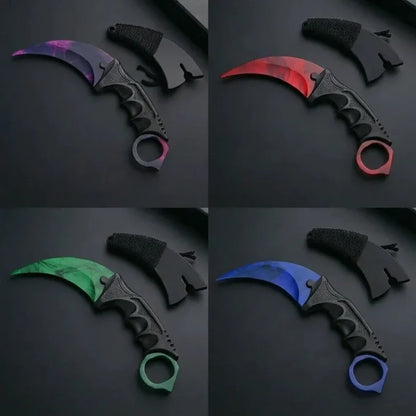 Unsharpened Safety Karambit Gift Knife Toy No Sharp Blade Cosplay Prop Plastic Training Knife for Role Play Game Collection