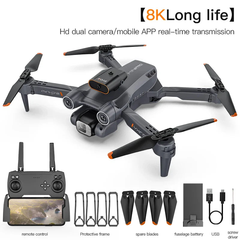 8K Dual Camera Obstacle Avoidance Drone Aerial Photography Laser Obstacle Avoidance Option Flow Helicopter Gift Toy Kid RC Drone