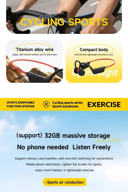 New Bone Conduction Headphones IPX8 Waterproof MP3 32GB Bluetooth5.4 Wireless Headphones With Mic Swimming Sports Fitness 2026